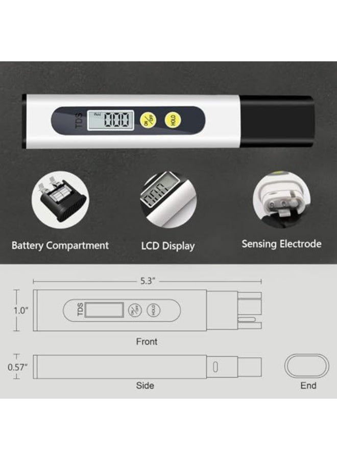 Generic مقياس تي دي اس جهاز اختبار TDS جودة قلم LCD مع نطاق قياس 0-9990 جزء في المليون محمول لصناعة تربية الأحياء المائية ومياه الشرب والآبار وحمامات السباحة والحنفية المنزلية المياه جلد  - Image 4