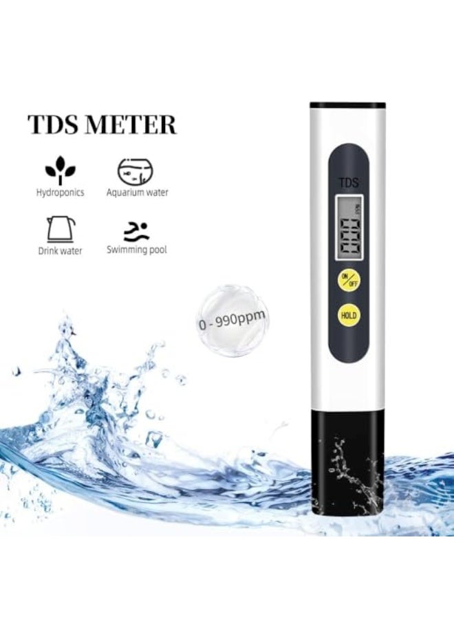 Generic مقياس تي دي اس جهاز اختبار TDS جودة قلم LCD مع نطاق قياس 0-9990 جزء في المليون محمول لصناعة تربية الأحياء المائية ومياه الشرب والآبار وحمامات السباحة والحنفية المنزلية المياه جلد  - Image 2