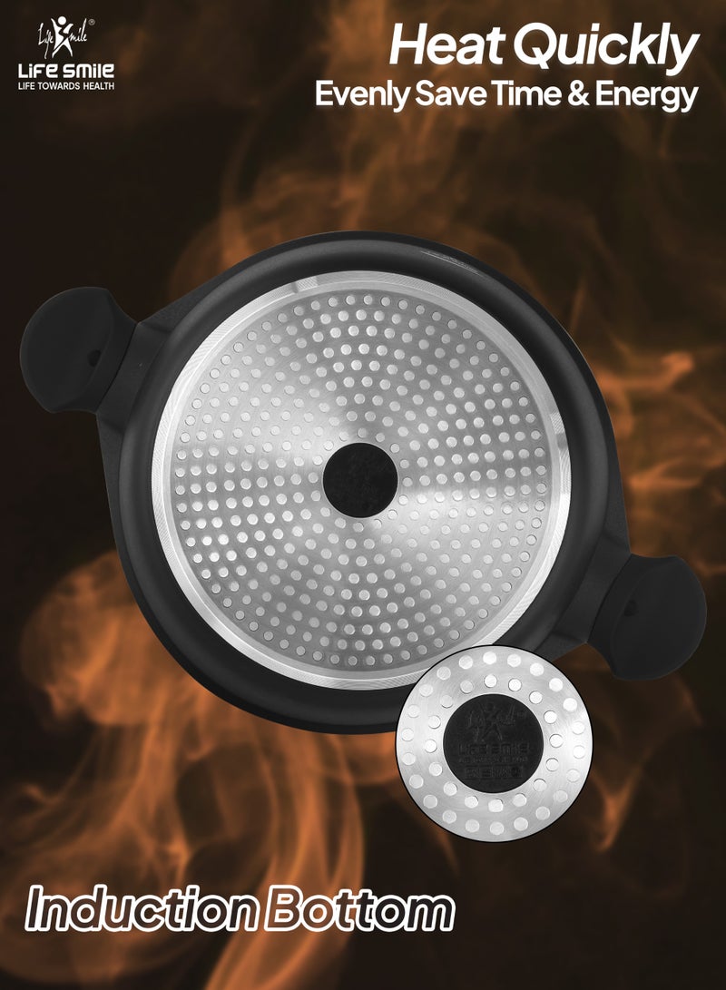 Life Smile 28cm (6.6L) LIFE SMILE Nonstick Shallow Pot with Lid – Titanium  Coating Cookwares, Oven-Safe, Aluminium Double Handle Cooking Pot - Image 2