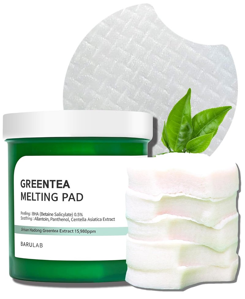 Barulab Green Tea BHA Melting Toner Pads wCentella Asiatica  150 Large Pads Soothing Hydrating Moisturizing 13 Oz  All Skin Types  Antiblemish Daily Care Gentle Mild Peeling Exfoliating Korean Skincare