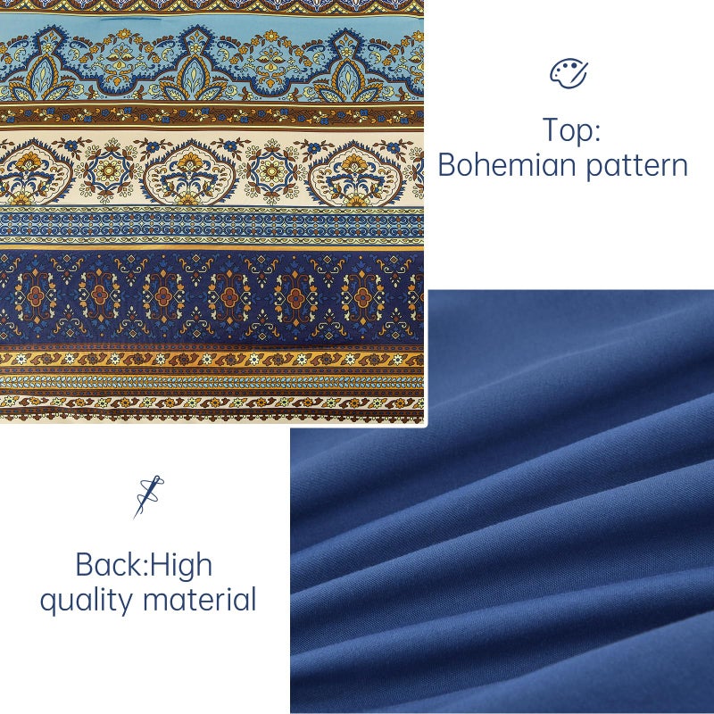 Cottolester Boho King Comforter Set 8 Pieces Brown Blue Bohemian Comforter Paisley Striped Bed in A Bag Soft Microfiber Bedding Set for All Season - Image 4