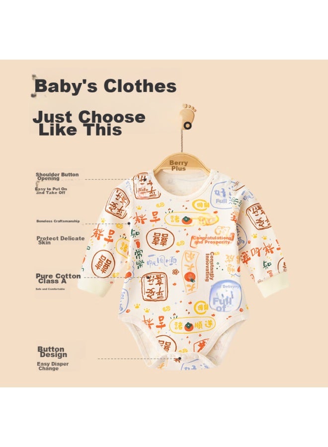 Babyprints Babyprints Newborn Onesie, Baby Bodysuit, Long-sleeve Triangle Romper For Boys And Girls, Pure Cotton Clothing, Bear Pattern, Size 66  - Image 4