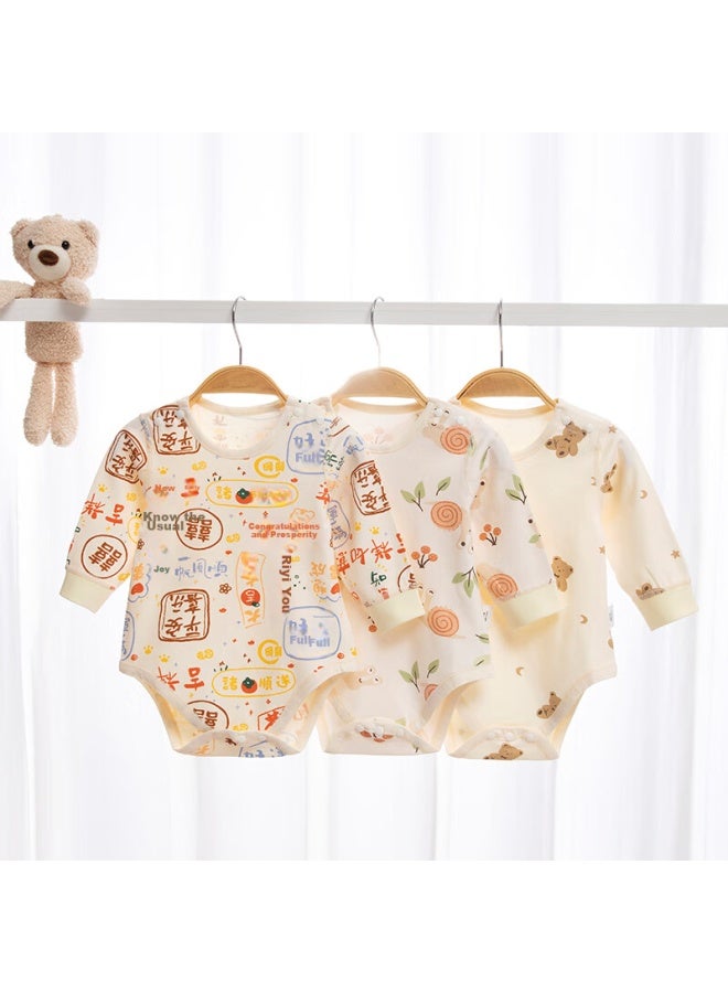 Babyprints Babyprints Newborn Onesie, Baby Bodysuit, Long-sleeve Triangle Romper For Boys And Girls, Pure Cotton Clothing, Bear Pattern, Size 66  - Image 3