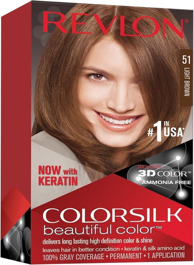 Revlon Colorsilk Beautiful Hair Color, 60ml+60g+10ml - Light Brown (51) - Image 1