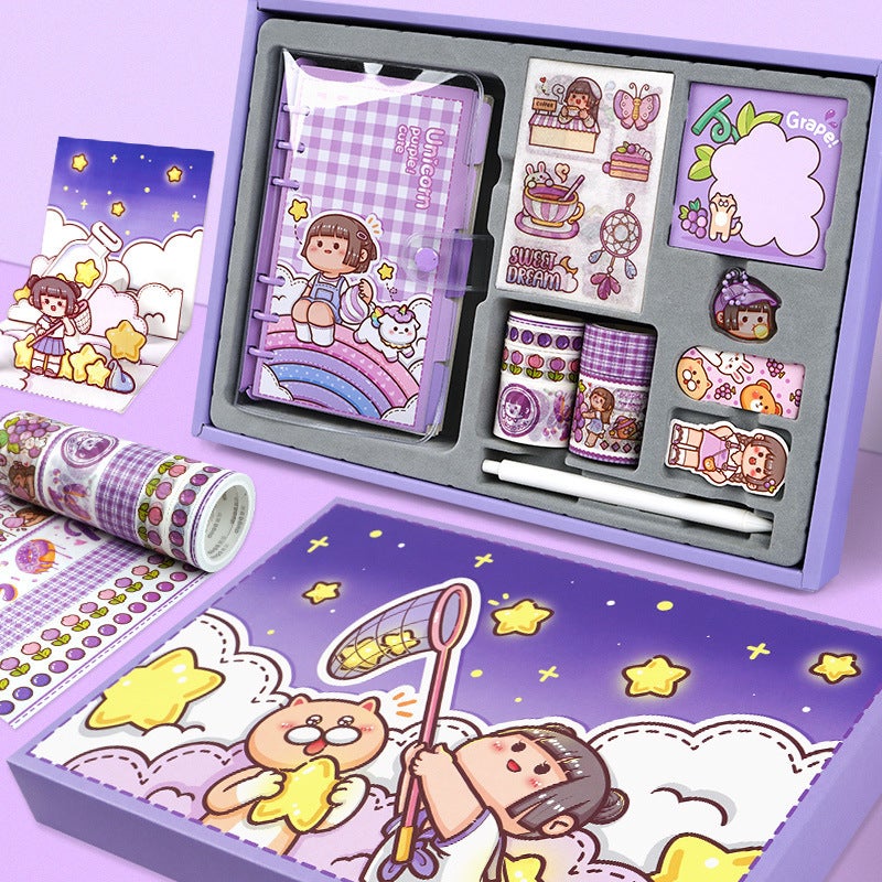 Generic Charming Star Gift Set Kids Journal Stationery [Grape Duoduo] small sweet potato hand account gift box 