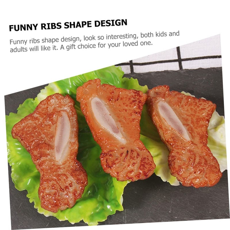 2 Pcs Fake Ribs Toy Model For Play Food Home Decor Prop - Image 5