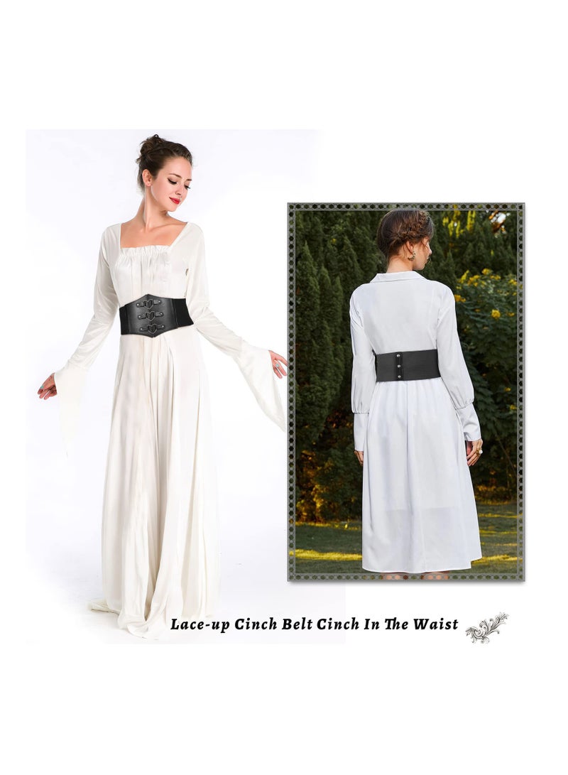 SYOSI Corset Belt for Women, Wide Elastic Tied Waspie Belt for  Costume, Lace-up Cinch Waist Belt for Dresses, Retro Girdle Strap Shirt Skirt Belt for Dress Girls - Image 3