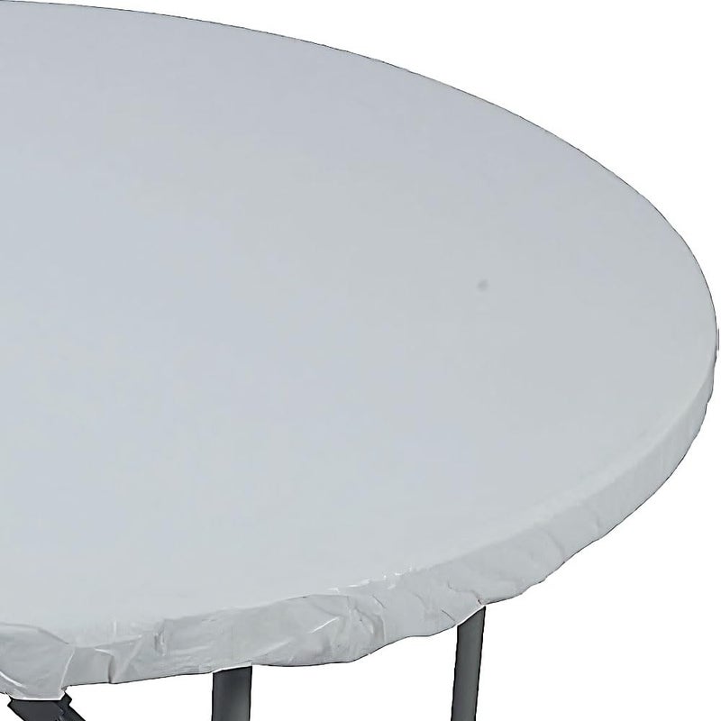 CREATIVE CONVERTING Elegant White Fitted Round Tablecloth 60 1 Pc Premium Plastic Material Perfect for Events Home Decor