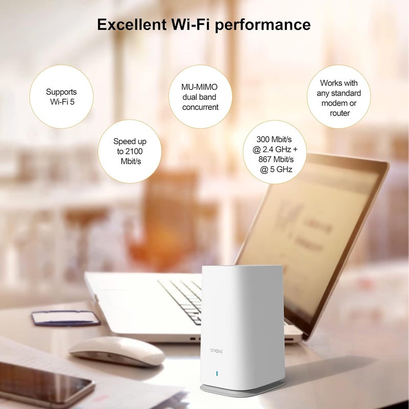 STRONG ATRIA AC2100 Whole Home Mesh Wi-Fi System - ADD ON UNIT, up to 1,650sq.ft Wi-Fi Coverage, Two Gigabit Ports per node, App Control, Guest Network, Parental Controls, Simple Set Up (1 Pack) - Image 5