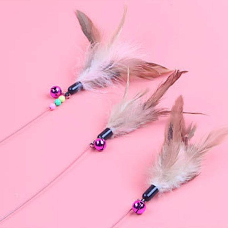 NeoStyle Cat Teaser, Interactive Cat Toys to Promote Bonding, Interactive Cat Toys with Feathers and Bells to Attract Cats' Attention, Interactive Cat Toys for Indoor Cats (steel wire feathers) - Image 5
