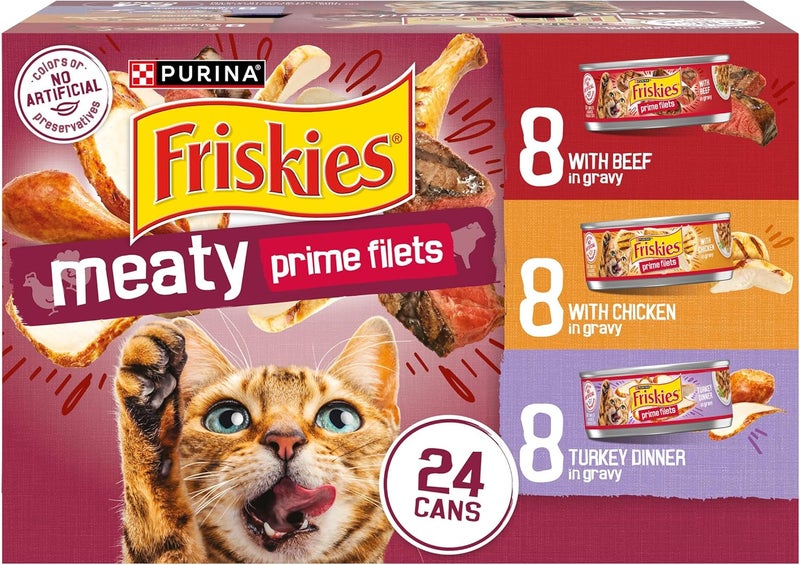 Friskies Prime Fillets Meaty Favourites Cat Food - 24 Cans of 160ml Each - Image 1