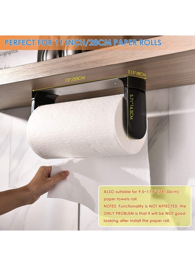 simpletome ONE HAND TEAR Paper Towel Holder Under Cabinet Adhesive or Drilling Installation Aluminum Alloy + ABS (Black) - Image 4
