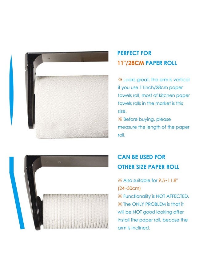 simpletome ONE HAND TEAR Paper Towel Holder Under Cabinet Adhesive or Drilling Installation Aluminum Alloy + ABS (Black) - Image 5