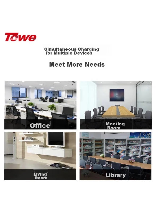 Towe Desktop Pdu Power Strip, Overload Protection, Home And Office Aluminum Alloy Extension Cord, 8 Outlets, 10a Individual Control, New National Standard, Five-hole - Image 5