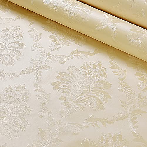 wolpin Floral Damask Wallpaper 45x300 cm Beige Embossed Pattern Decorative Wall Sticker for Living Room Bedroom Home Interior DIY Self Adhesive PVC Décor Roll - Image 3