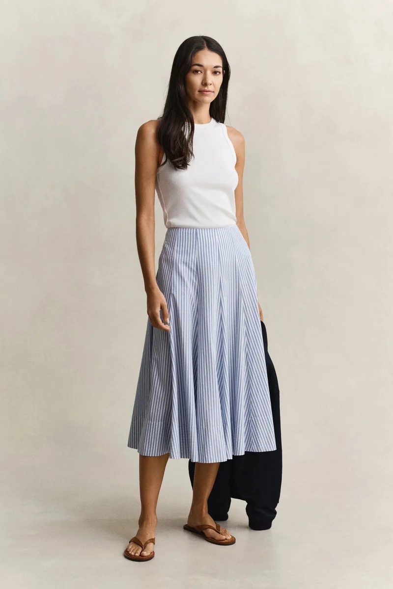 GANT Striped Cotton Midi Skirt