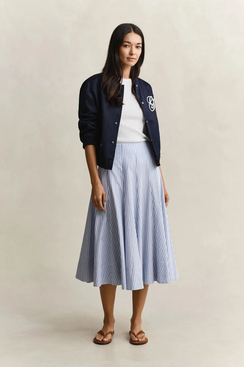 GANT Striped Cotton Midi Skirt
