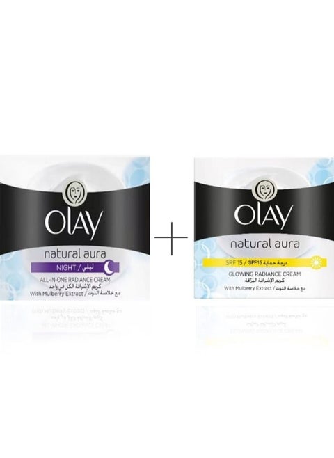 The All-in-One Natch & Rall White Day & Night Cream Set to Brighten and Illuminate the Skin, made up of two pieces
