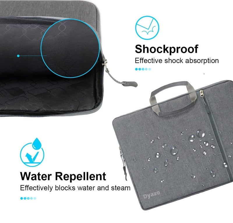 Dyazo 13.3 Inch Laptop Sleeve/Cover With Handle & Accessories Pocket Compatible For MacBook Air/Pro 14 / M1,HP Envy 13,Chromebook & other Notebooks Laptops (Grey) - Image 3