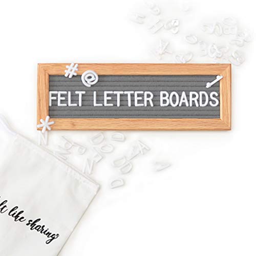 Felt Like Sharing Small Letter Board Gray Felt 10x35 Changeable Message Board with 3 Sets of Felt Board Letters for Home Office Aesthetic Room Decor Wall Letterboard Signs In Oak Frame