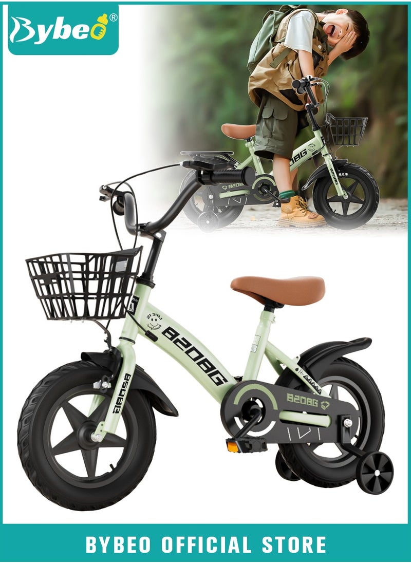 Bybeo Kids Bike, Toddler Balance Bike with 16-inch Wheels, Training Bicycles, Kids' Road Bicycles with Training Wheels, Hand Brake and Basket,  for Ages 4 to 10 Years Boys Girls  - Image 1
