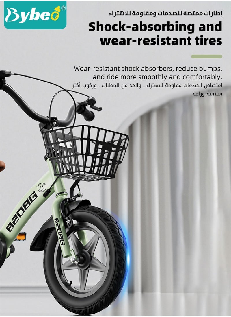 Bybeo Kids Bike, Toddler Balance Bike with 16-inch Wheels, Training Bicycles, Kids' Road Bicycles with Training Wheels, Hand Brake and Basket,  for Ages 4 to 10 Years Boys Girls  - Image 3