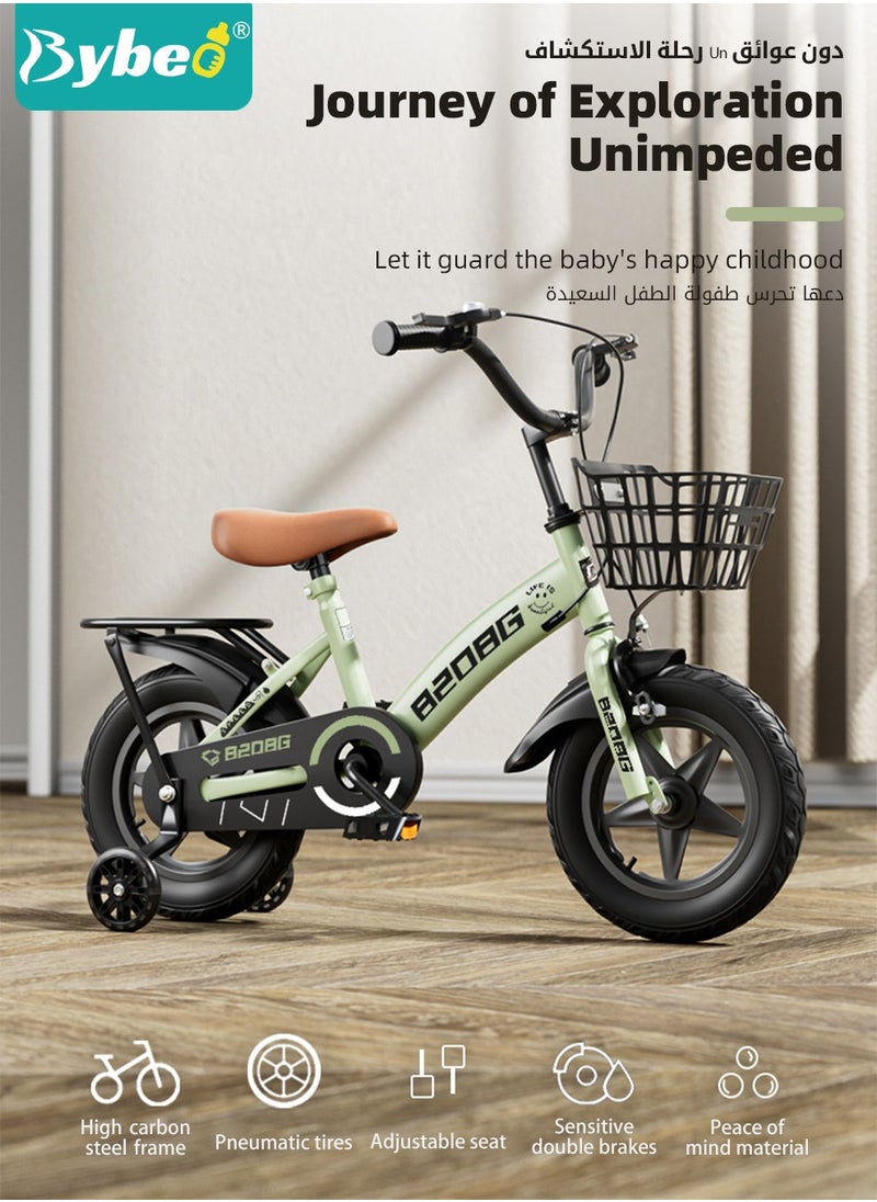 Bybeo Kids Bike, Toddler Balance Bike with 16-inch Wheels, Training Bicycles, Kids' Road Bicycles with Training Wheels, Hand Brake and Basket,  for Ages 4 to 10 Years Boys Girls  - Image 2
