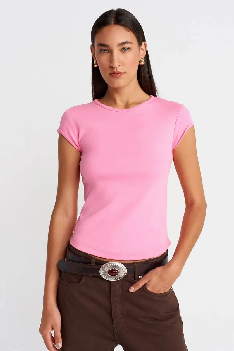 DILVIN Women's Slim Fit Cotton Crew Neck T-Shirt