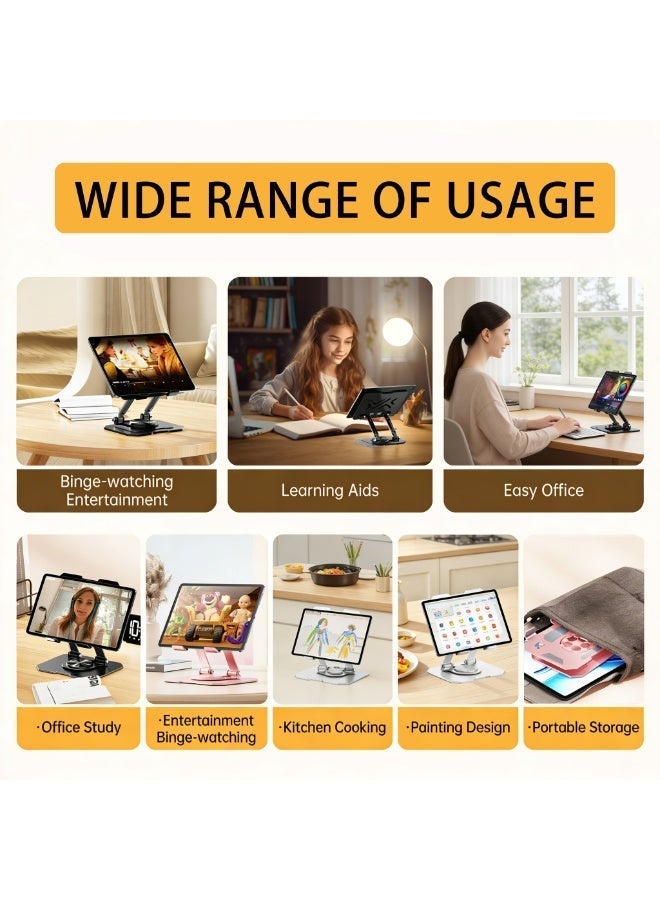 Magic Park 360° Rotating Laptop Holder, Adjustable Height Foldable Tablet Stand, Carbon Steel Notebook Holder with Cooling & Anti-Slip Pad, Compatible with Laptops up to 17.3 inch - Image 3