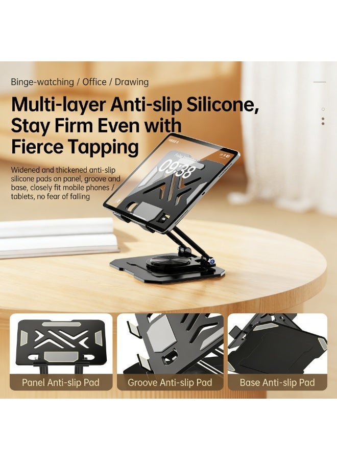 Magic Park 360° Rotating Laptop Holder, Adjustable Height Foldable Tablet Stand, Carbon Steel Notebook Holder with Cooling & Anti-Slip Pad, Compatible with Laptops up to 17.3 inch - Image 5