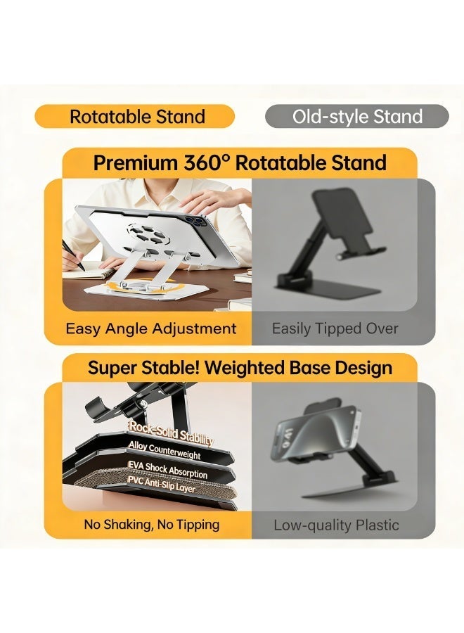 Magic Park 360° Rotating Laptop Holder, Adjustable Height Foldable Tablet Stand, Carbon Steel Notebook Holder with Cooling & Anti-Slip Pad, Compatible with Laptops up to 17.3 inch - Image 4