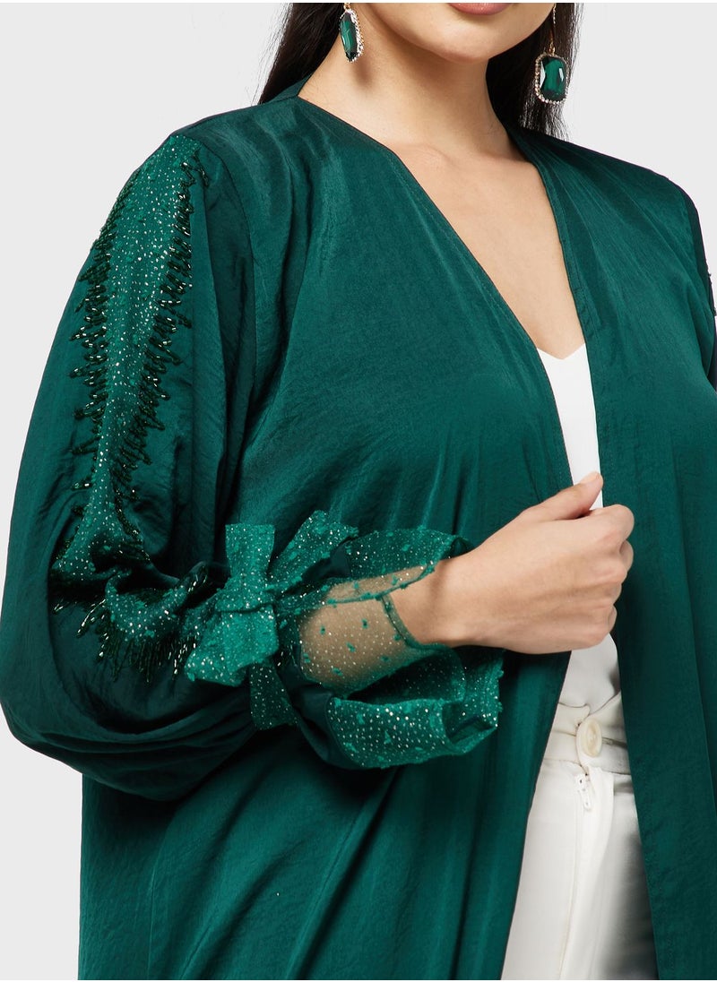 Khizana - Sleeve Tie Detail Abaya - Image 1