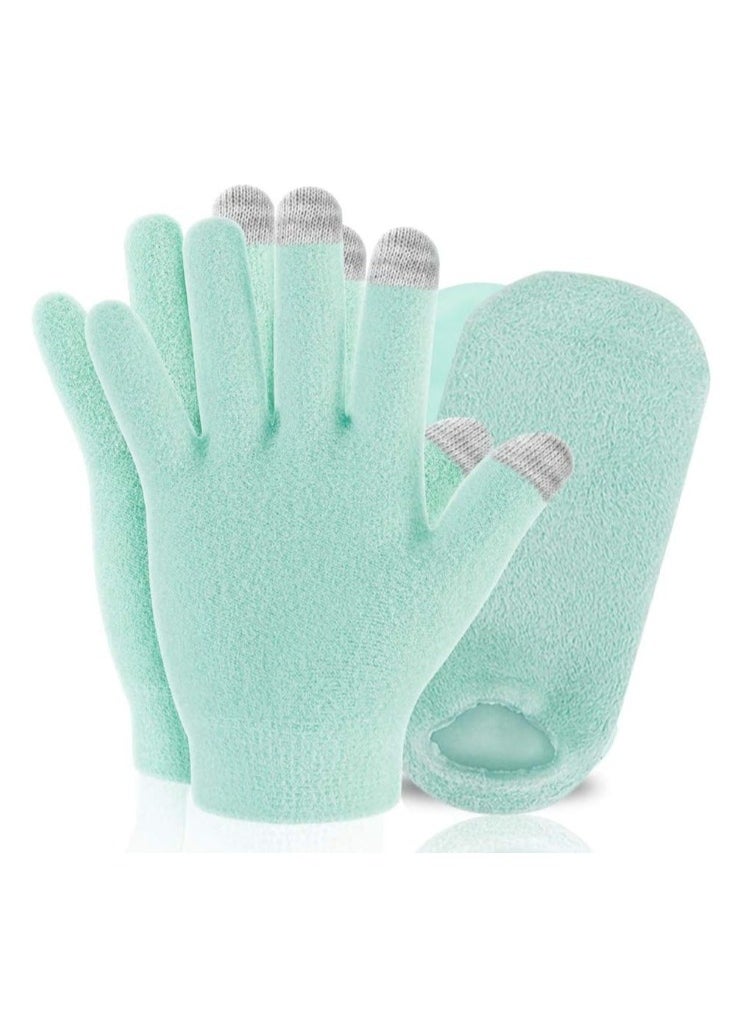 OASIS-TH 2 Pairs Touch Screen Moisturizing Gloves White Cotton Moisturizing Gloves Overnight Bedtime Heal Sleeping Lotion Hand Spa Treatment Gloves Repair Rough Cracked Dry Chapped Hands Skin  - Image 1