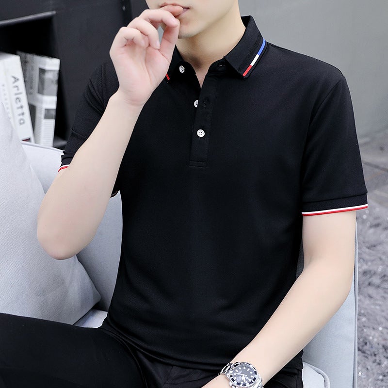 Men's Short Sleeve Polo Shirt Casual Knit Top - Image 2
