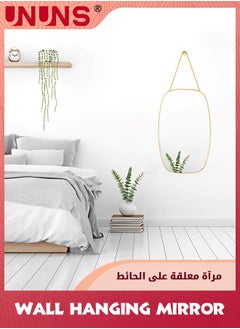 UNUNS Hanging Mirrors For Wall,Elliptic Golden Wall Mirror Room Decor,Hanging Wall Boho Mirror Wall Decor For Bedroom Living Room Entryway,23.5x40.5cm  - Image 3