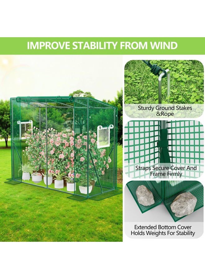 SPECILITE Heavy Duty Lean to Greenhouse for Outside, Portable Walk-in Green House with Thicken PE Cover, Roll-Up Zippered Door & 2 Ventilation Mesh Windows, Large Plastic Greenhouses for Outdoors - Image 2