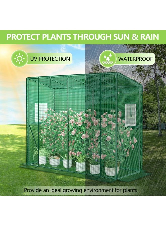 SPECILITE Heavy Duty Lean to Greenhouse for Outside, Portable Walk-in Green House with Thicken PE Cover, Roll-Up Zippered Door & 2 Ventilation Mesh Windows, Large Plastic Greenhouses for Outdoors - Image 3