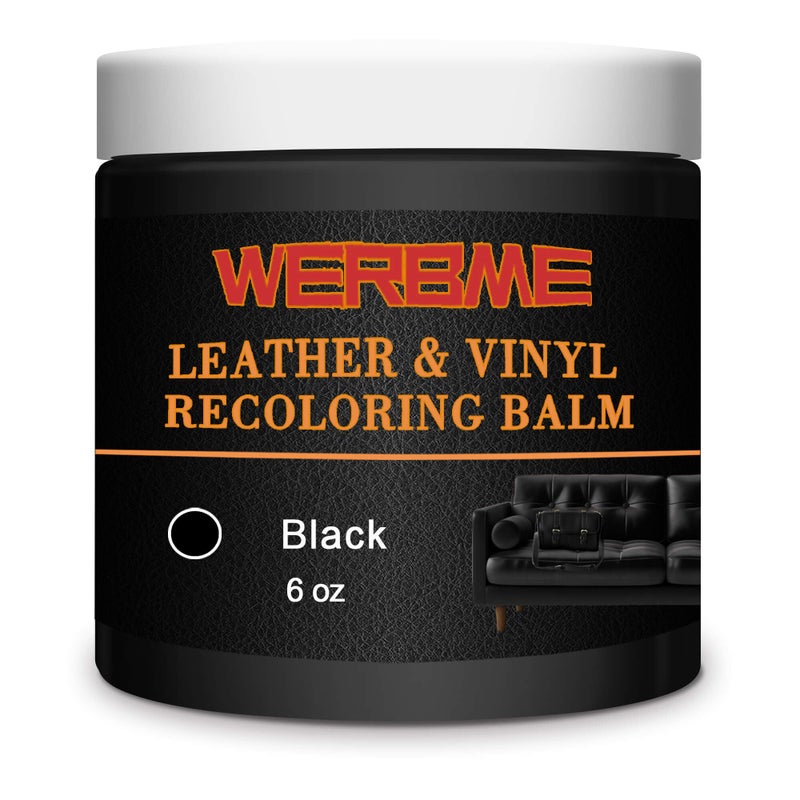 WERBME Leather Recoloring Balm & Color Restorer - Multipurpose Dye & Paint for Faded Leather Couches, Car Seats, Shoes | Fix Scratches on Clothing, Furniture & Accessories(Black) - Image 1