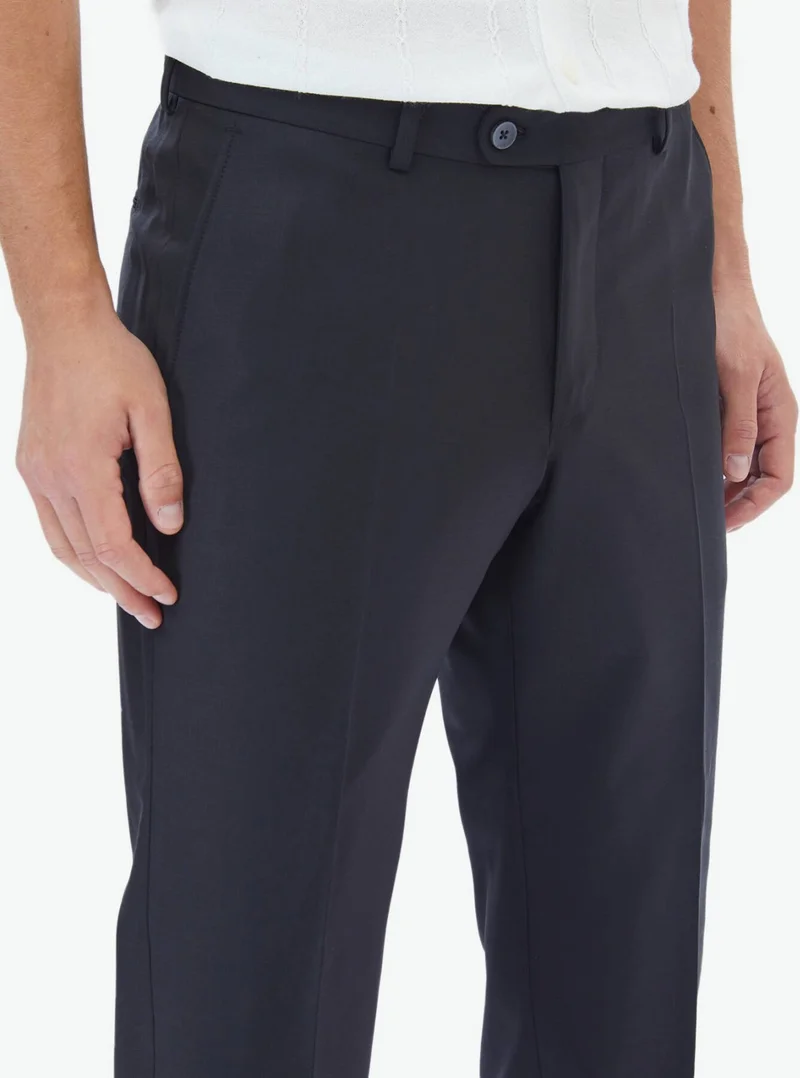كيب Black Plain Woven Fitted Fit Classic Wool Blend Trousers