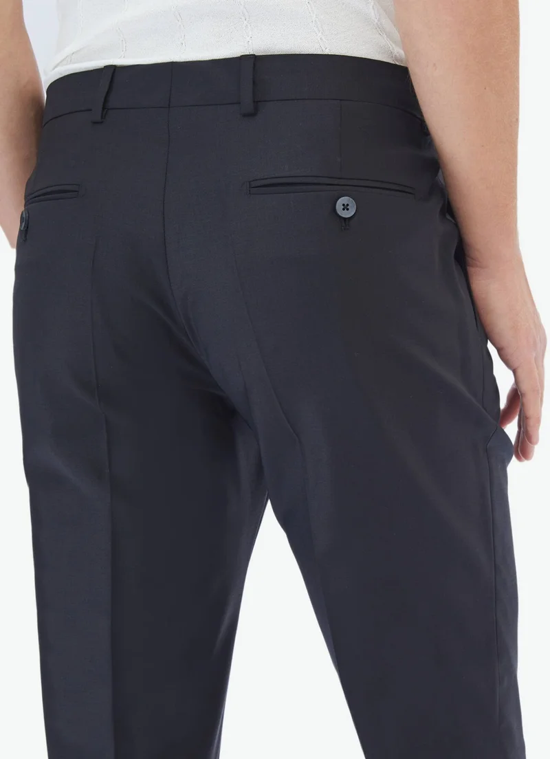 كيب Black Plain Woven Fitted Fit Classic Wool Blend Trousers