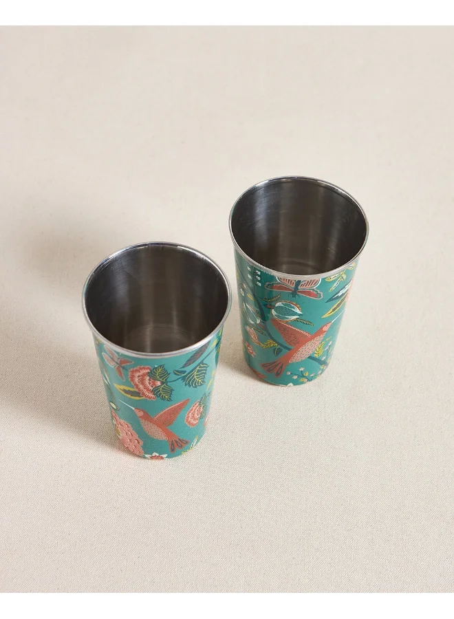 Chumbak Bahaar Steel Tumblers Large - Set Of 2, 350ml