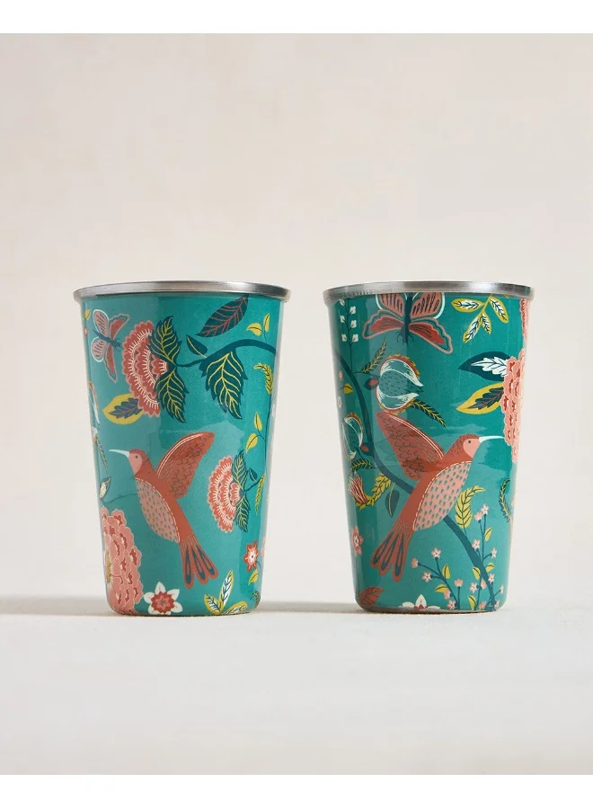 Chumbak Bahaar Steel Tumblers Large - Set Of 2, 350ml