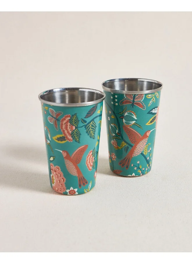 Chumbak Bahaar Steel Tumblers Large - Set Of 2, 350ml