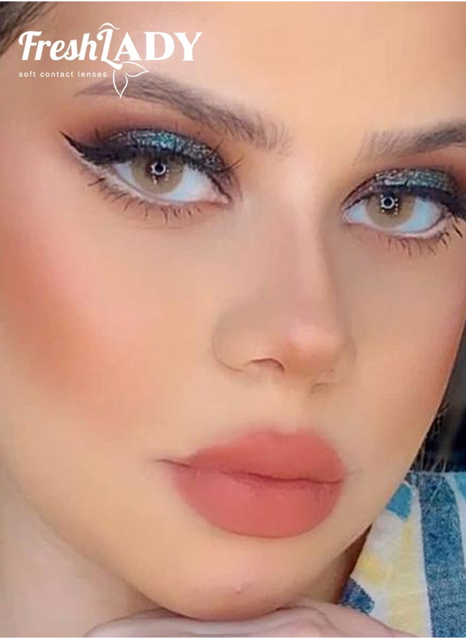 سيدة جديدة عدسات لاصقة ملونة فريش ليدي أوكر 14.20 ملم — للاستعمال اليومي، صالحة لمدة سنة  - Image 3