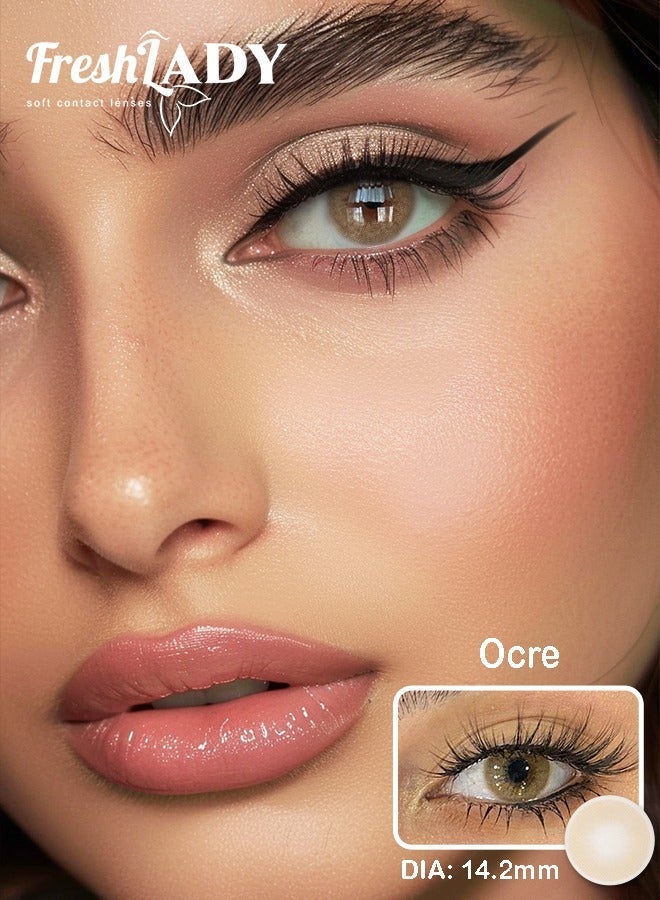 Freshlady Ocre Colored Contact Lenses Yearly Disposable Soft Cosmetic Lenses Natural Eye Look for Daily Wear - Image 2