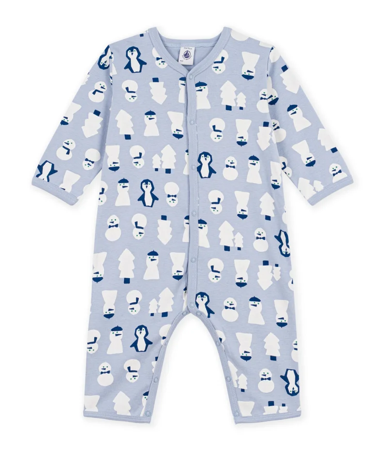 بيتي باتو Babies' Footless Snowman Print Cotton Pyjamas