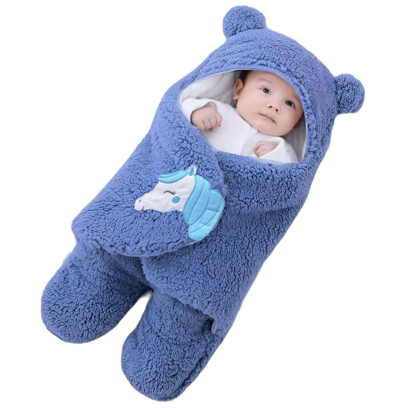 First Kick بطانيات بيبي من فيرست كيك للمواليد - عبوة من 1 مع غطاء رأس قابل للارتداء ولفافة للنوم للأولاد والبنات (0-6 أشهر، أزرق تركي) - Image 3