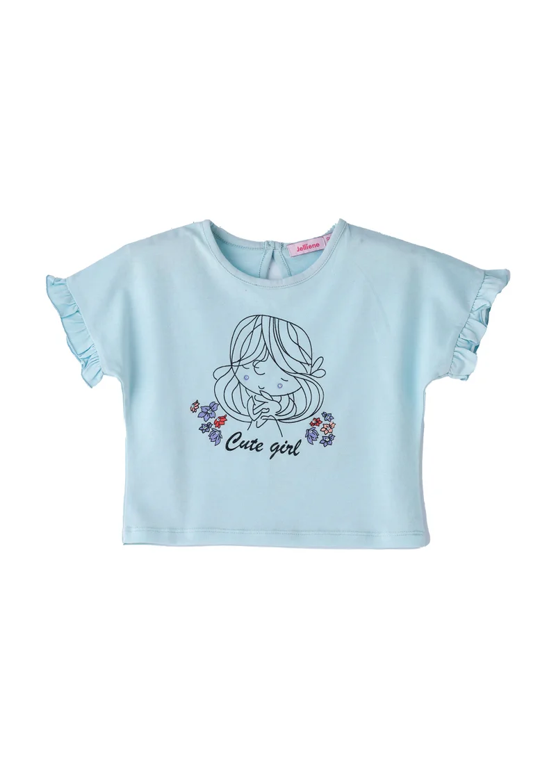 جيلين Girls Light Blue "Cute Girl" T-shirt