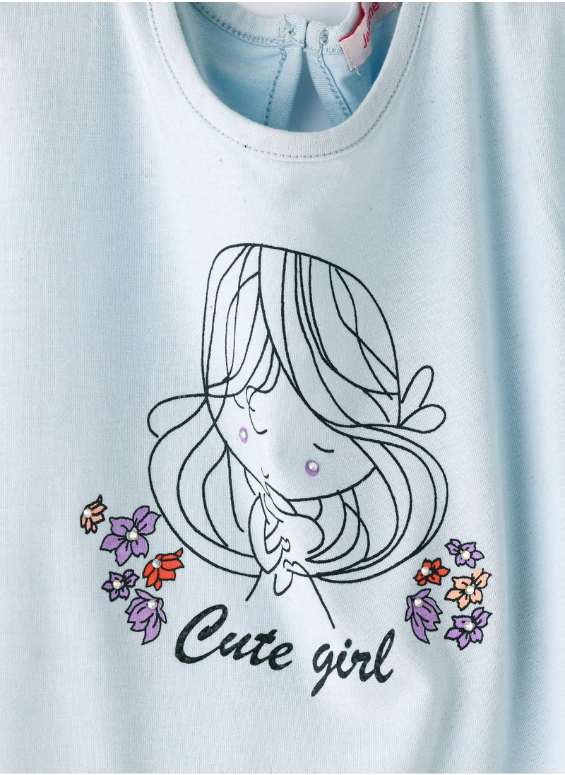 Jelliene Girls Light Blue "Cute Girl" T-shirt  - Image 3