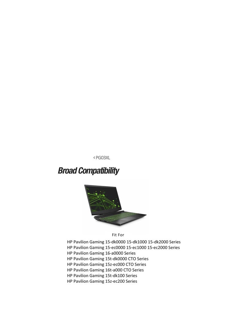 Terabyte بطارية 11.55 فولت 52.5 واط/3 خلايا PG03XL HSTNN-DB9G L48430-2B2 متوافقة مع HP Pavilion Gaming 15-dk0xxx 15-dk1xxx - Image 3